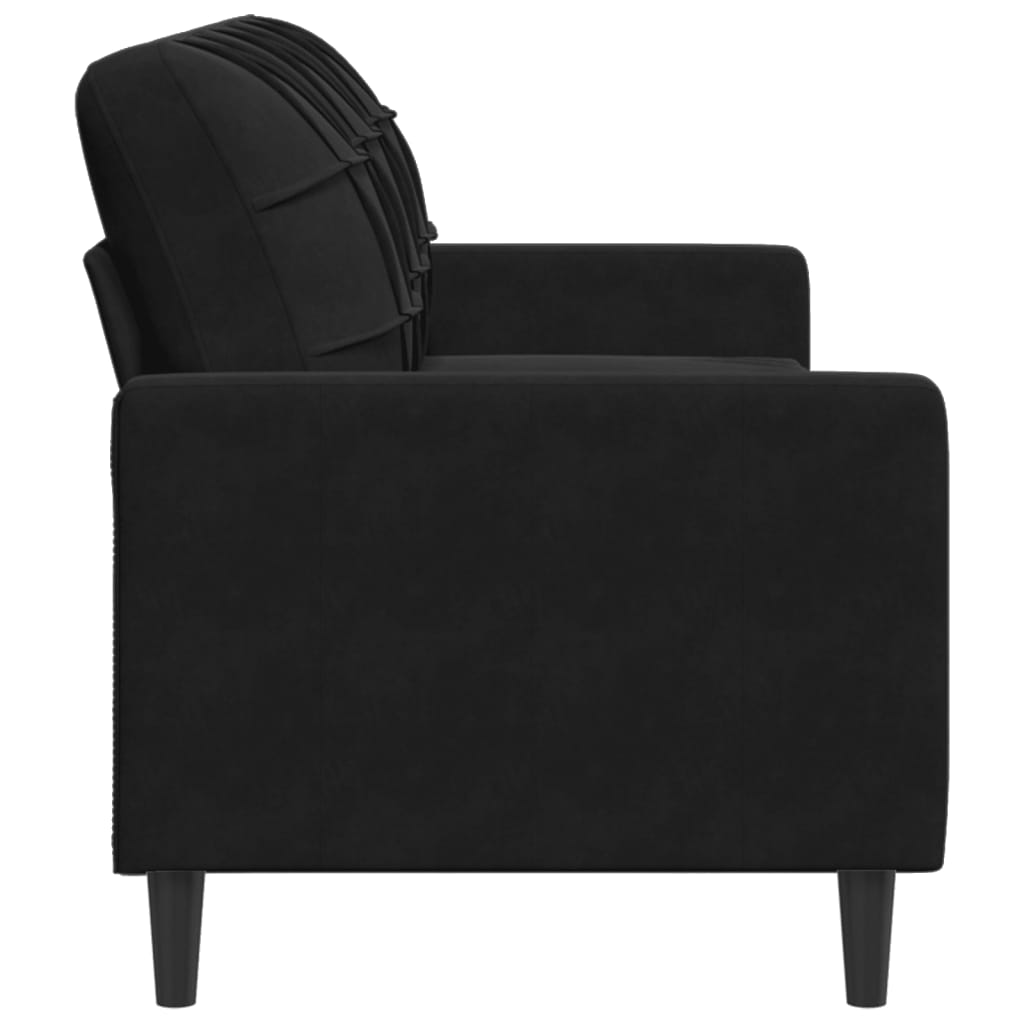 Canapea cu 3 locuri, Negru, 180 cm, catifea