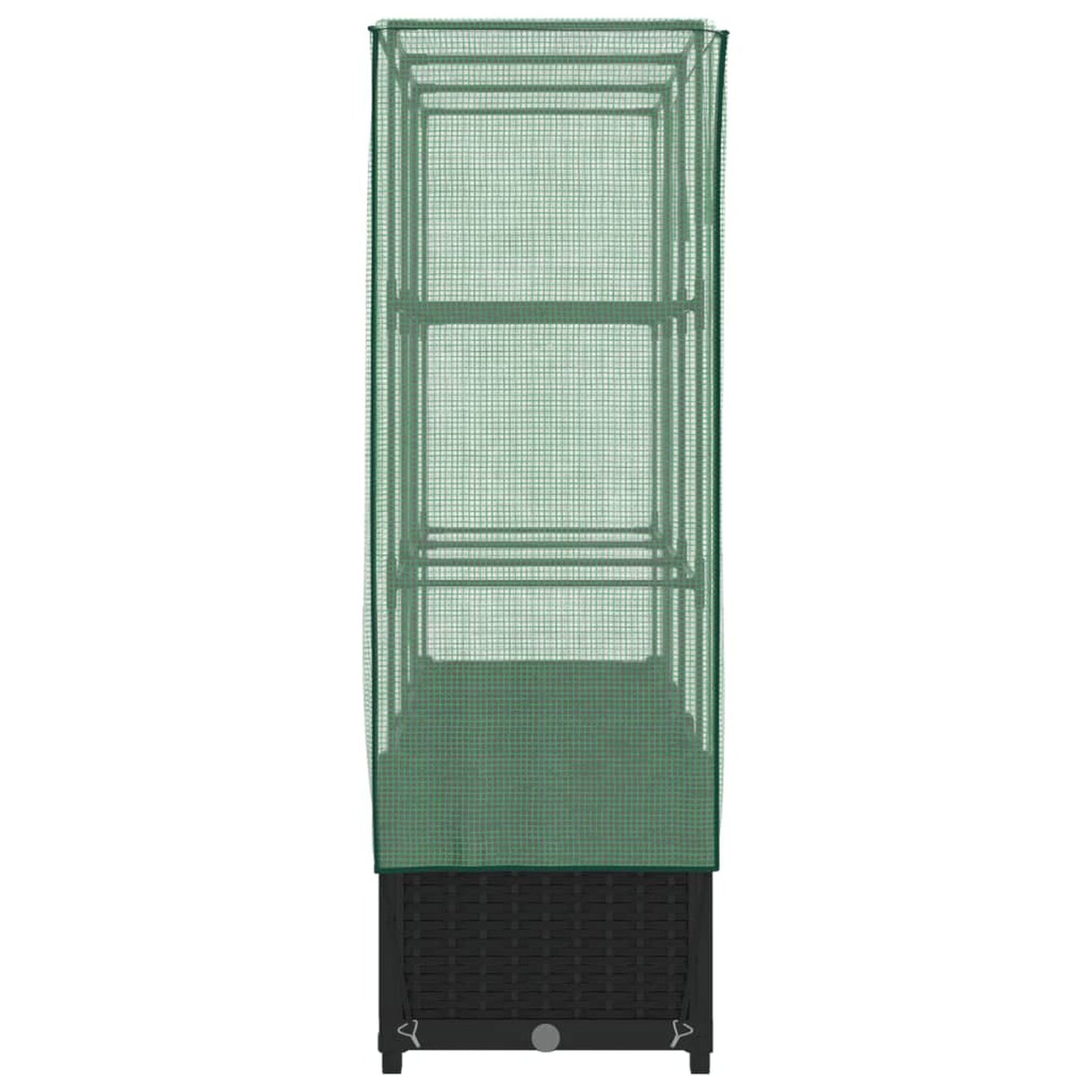 Strat înălțat cu husă de seră, aspect ratan, 120x40x138 cm
