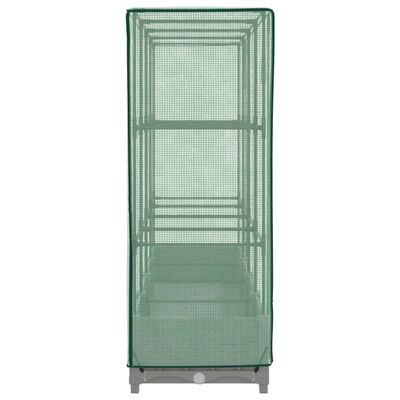 Strat înălțat cu husă de seră, aspect ratan, 160x40x123 cm