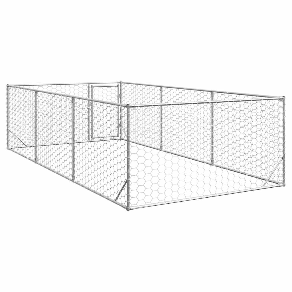 Cușcă pentru câini de exterior cu ușă 2x4x1 m, oțel galvanizat