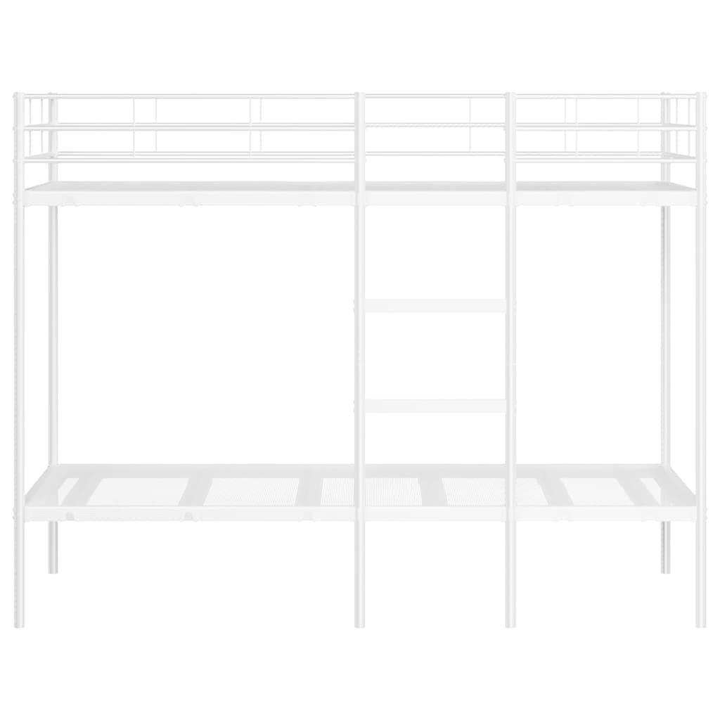Pat supraetajat fără saltea alb 90x190 cm oțel