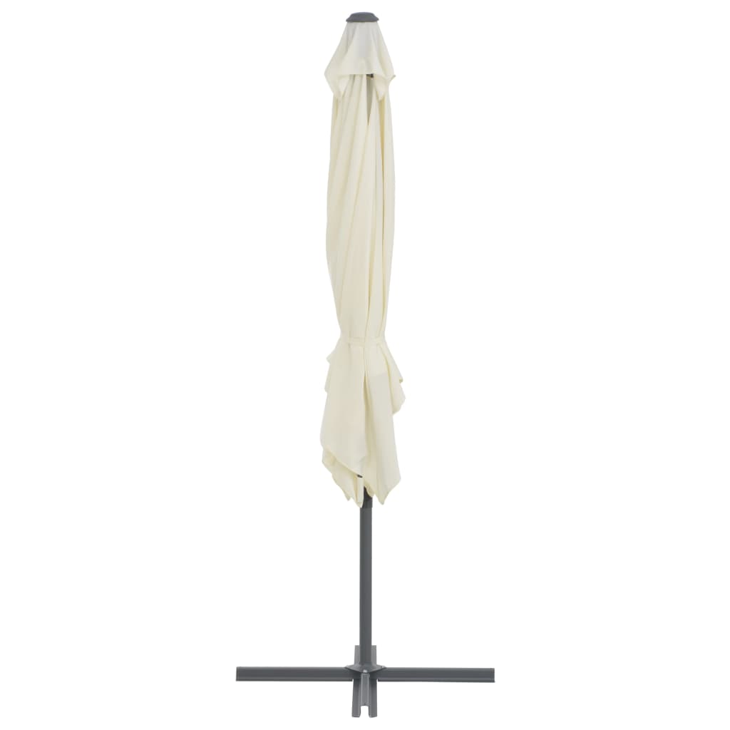 Umbrelă în consolă cu stâlp din oțel, nisipiu, 250x250 cm