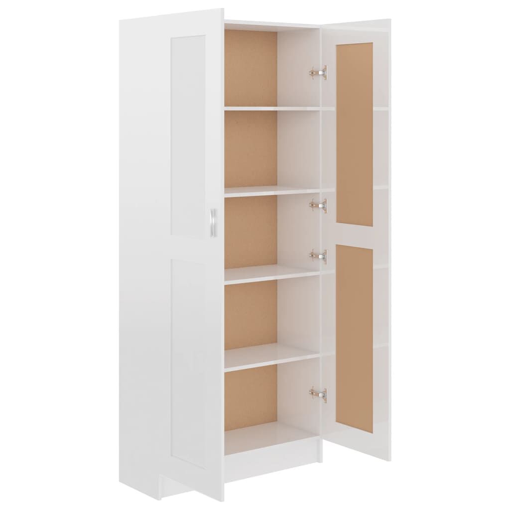 Bibliotecă, alb, 82,5x30,5x185,5 cm, lemn prelucrat