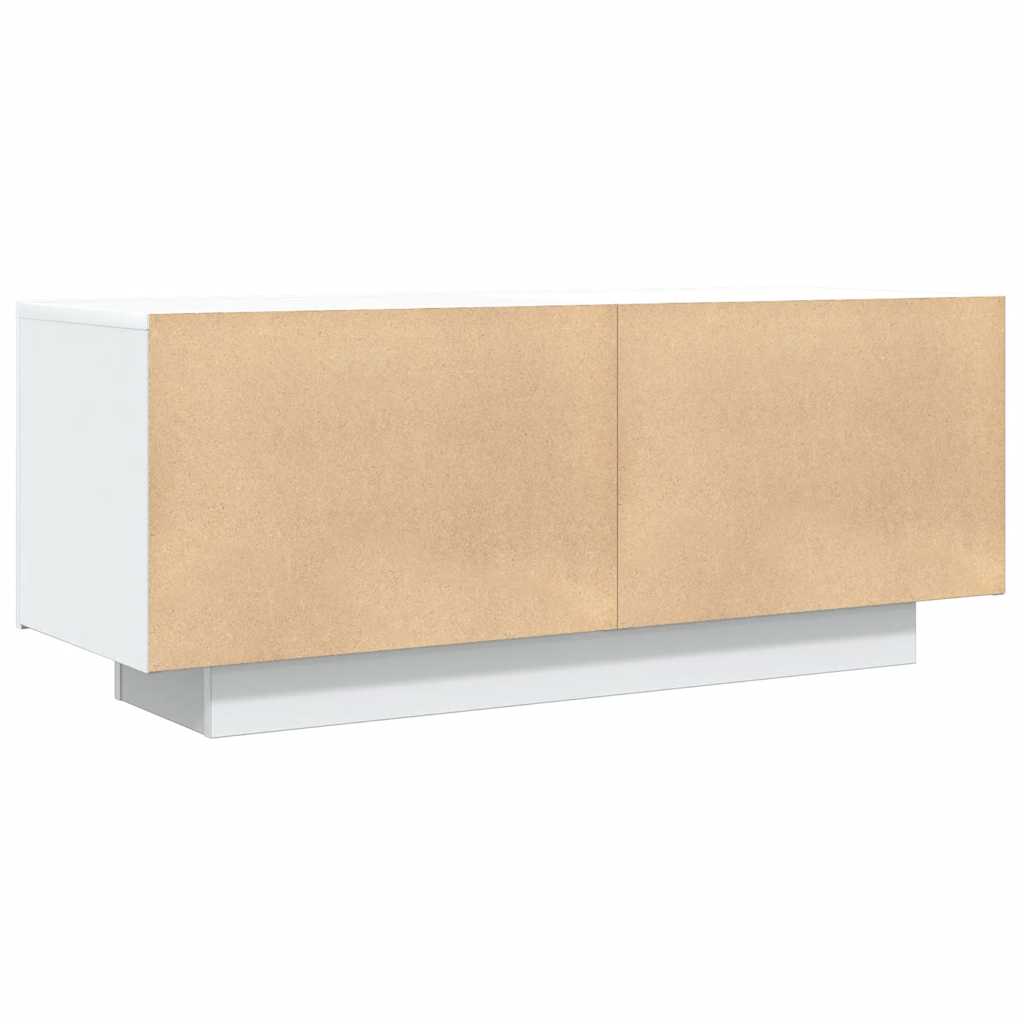 Comodă TV, alb extralucios , 100x35x40 cm, lemn prelucrat