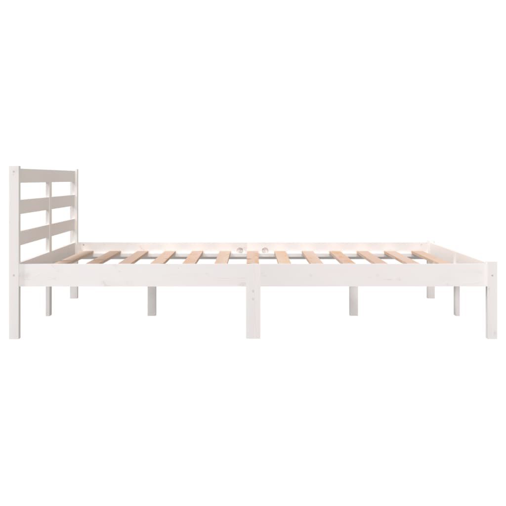 Cadru de pat King Size, alb, 150x200 cm, lemn masiv de pin