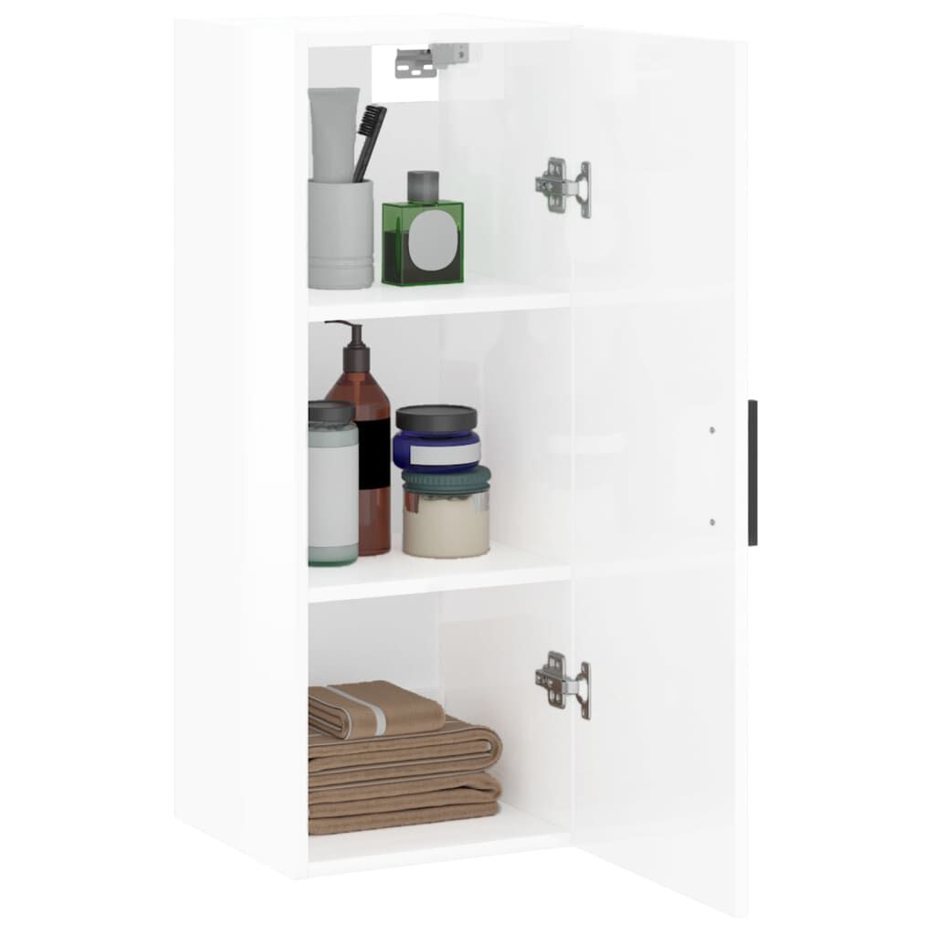 Dulap montat pe perete, alb extralucios, 34,5x34x90 cm