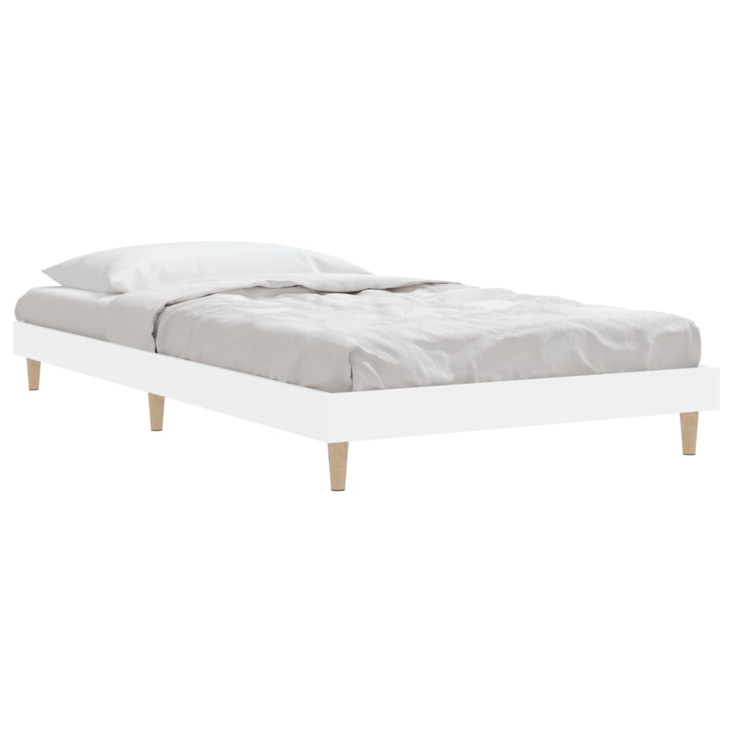 Cadru pat fără saltea alb 100x200 cm lemn prelucrat