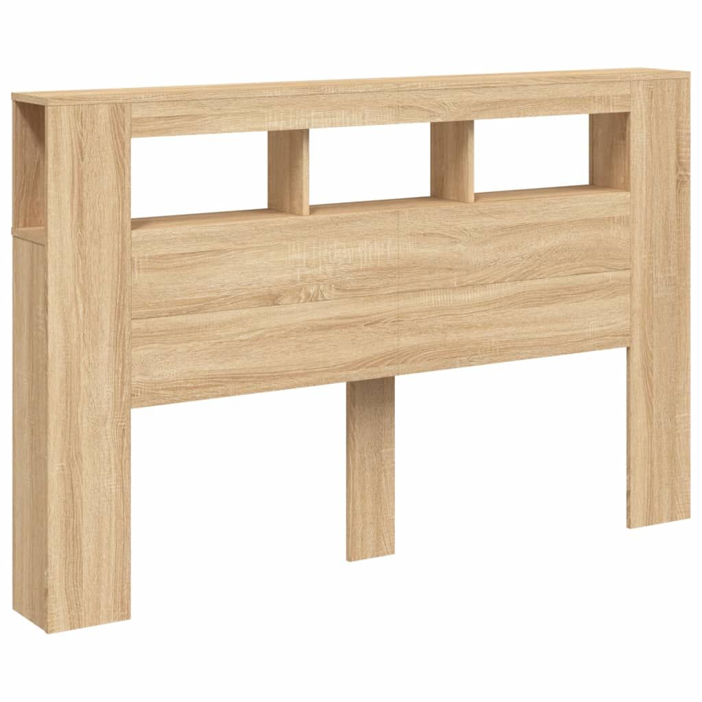 Tăblie de pat cu LED, stejar sonoma, 160x18,5x103,5 cm, lemn