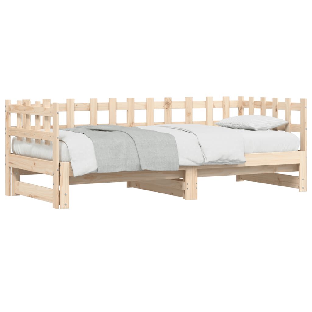 Pat de zi extensibil, 2x(90x200) cm, lemn masiv de pin