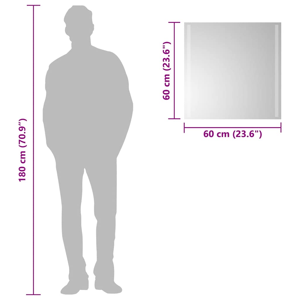 Oglinda de baie cu LED, 60x60 cm