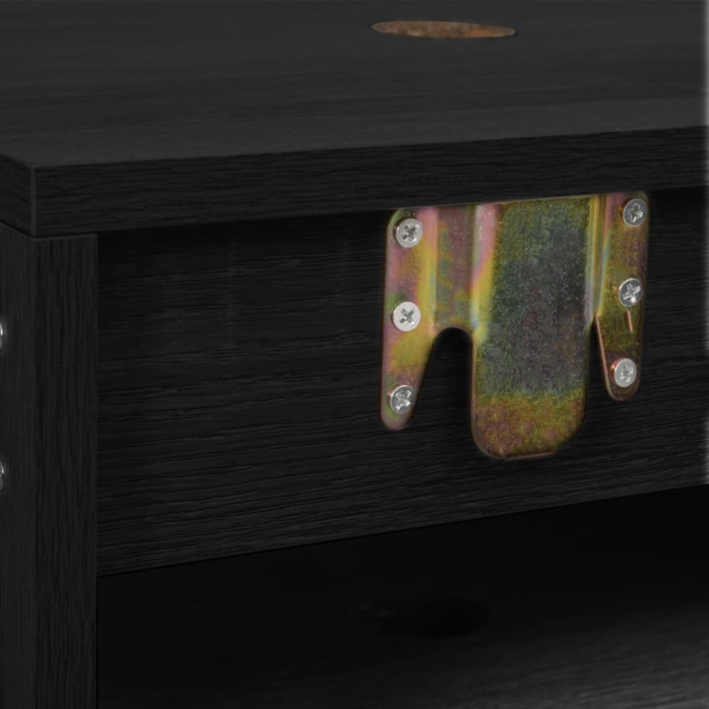 Set de mobilier de baie compact, din lemn stratificat negru