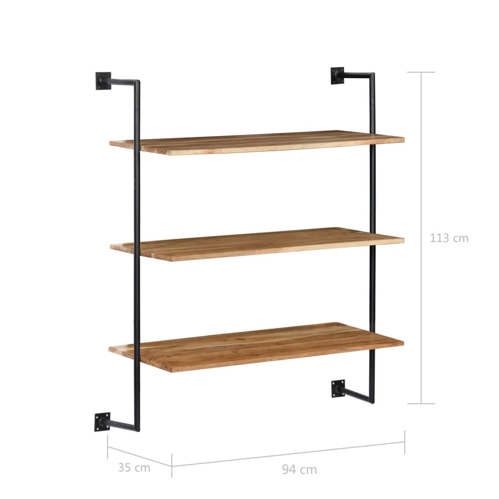 Wall Shelf 37"x13.7"x44.4" Solid Acacia Wood