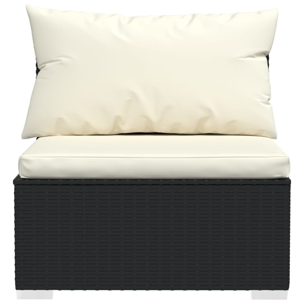 Set mobilier de grădină cu perne, 5 piese, negru, poliratan