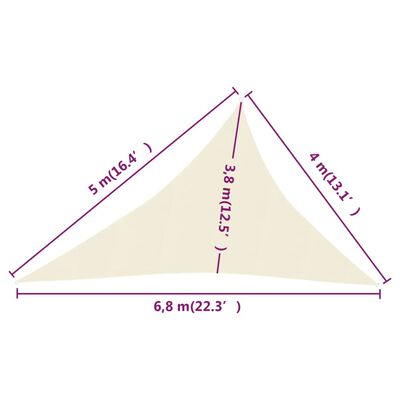 Pânză parasolar, crem, 4x5x6,8 m, HDPE, 160 g/m²