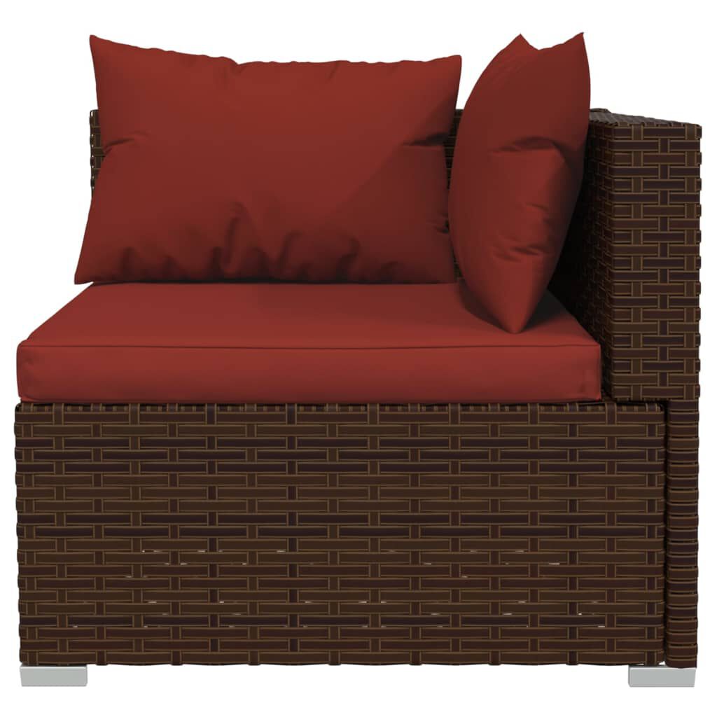 Set mobilier de grădină cu perne, 4 piese, maro, poliratan