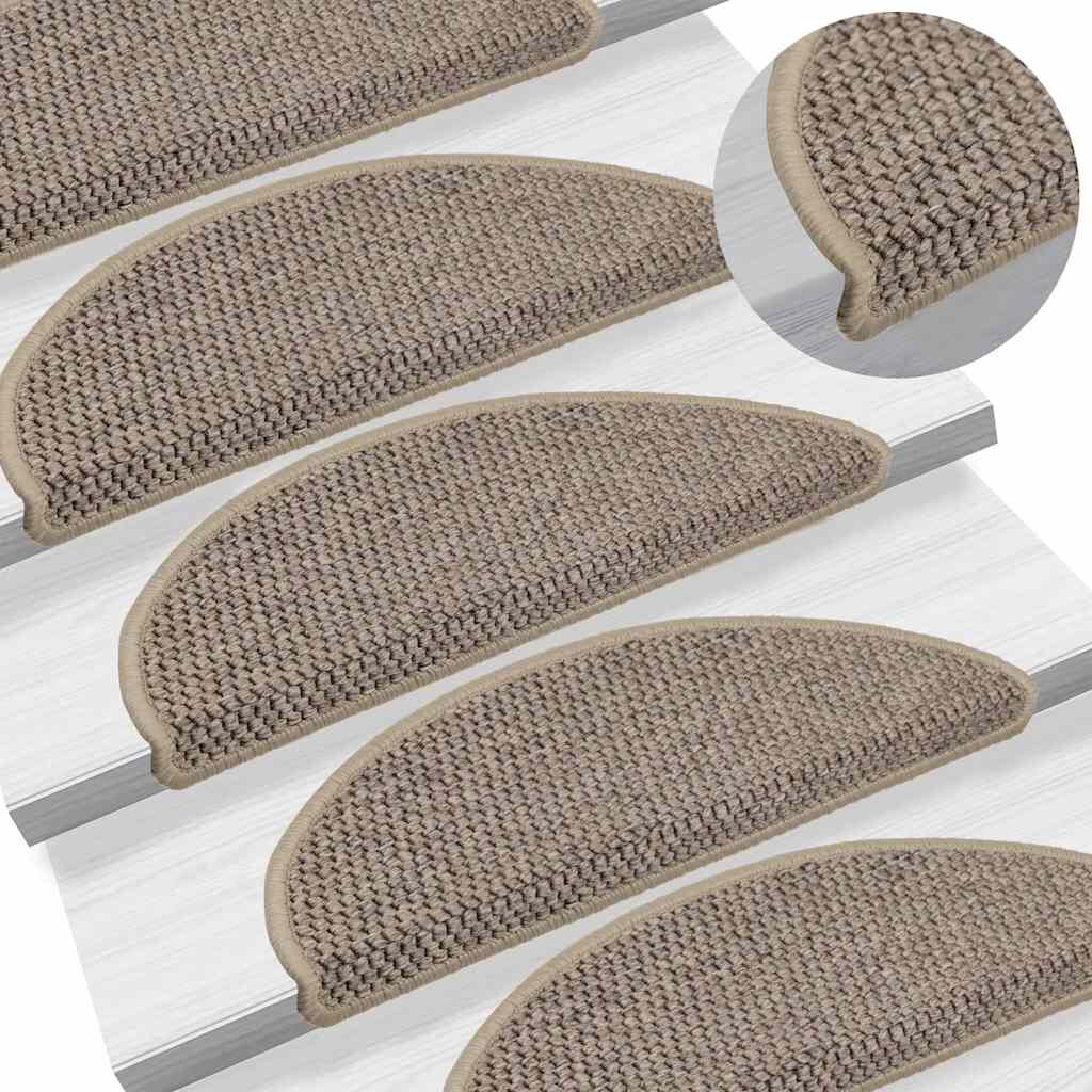 Covorașe scări autoadezive aspect sisal, 15 buc. bej 56x17x3cm