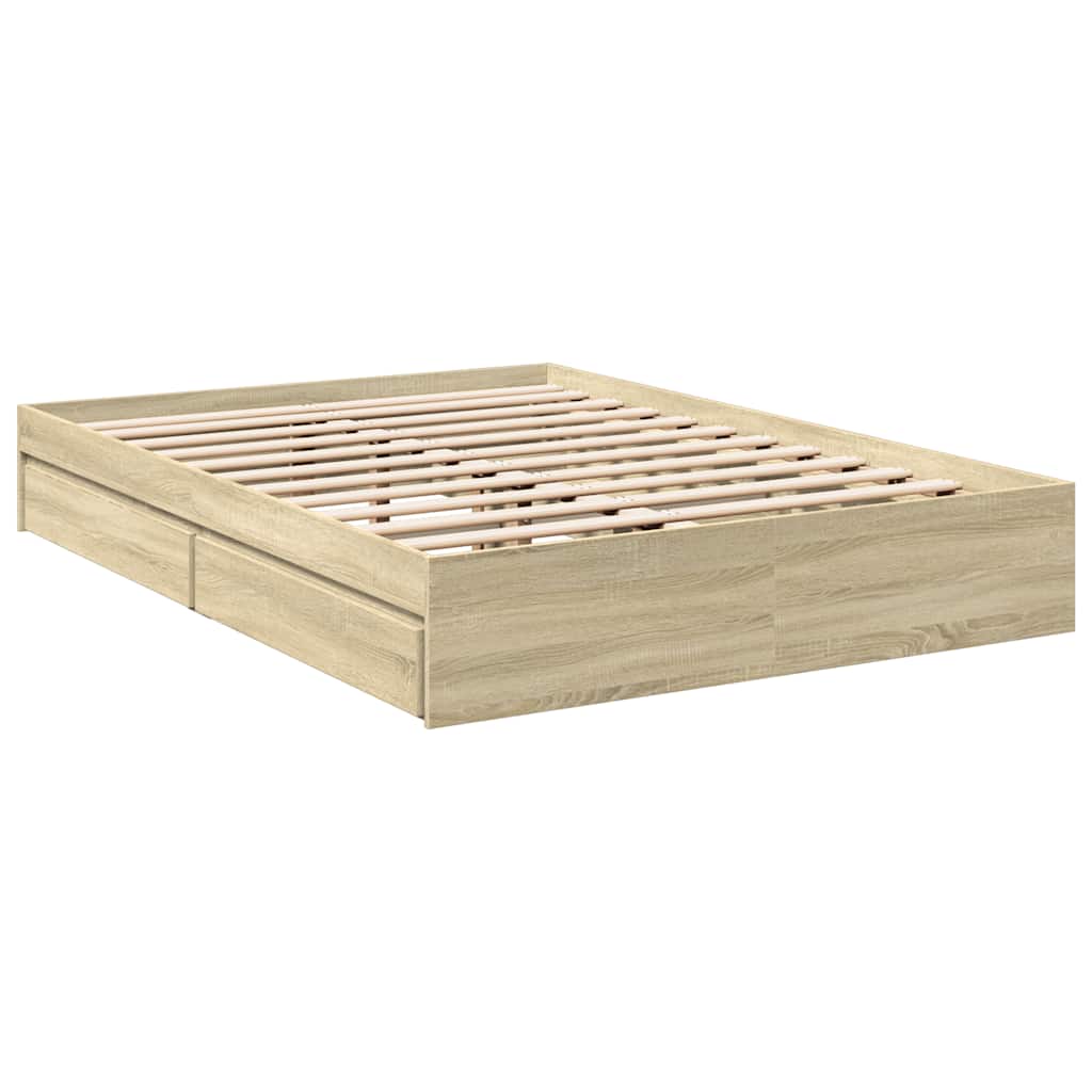 Cadru de pat cu sertare stejar sonoma 150x200 cm lemn prelucrat