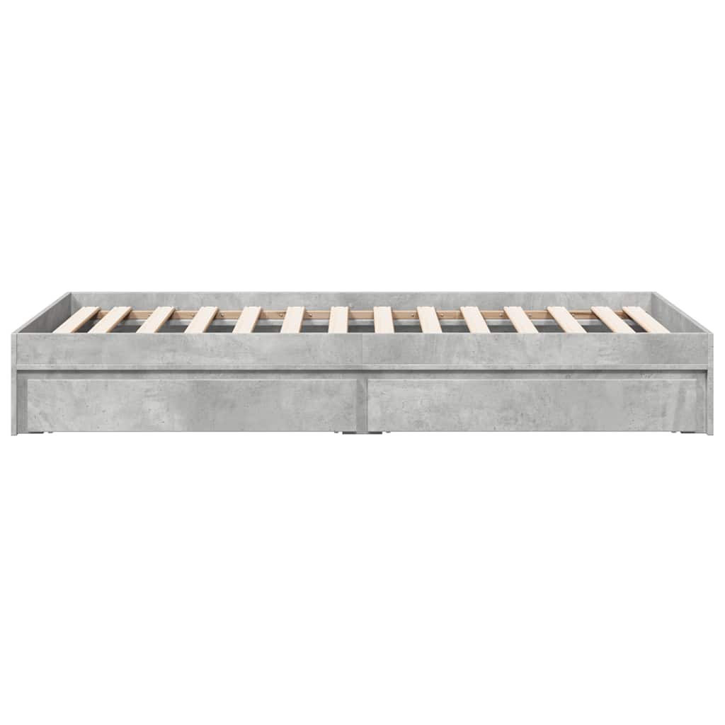 Cadru de pat cu sertare, gri beton, 90x190 cm, lemn prelucrat