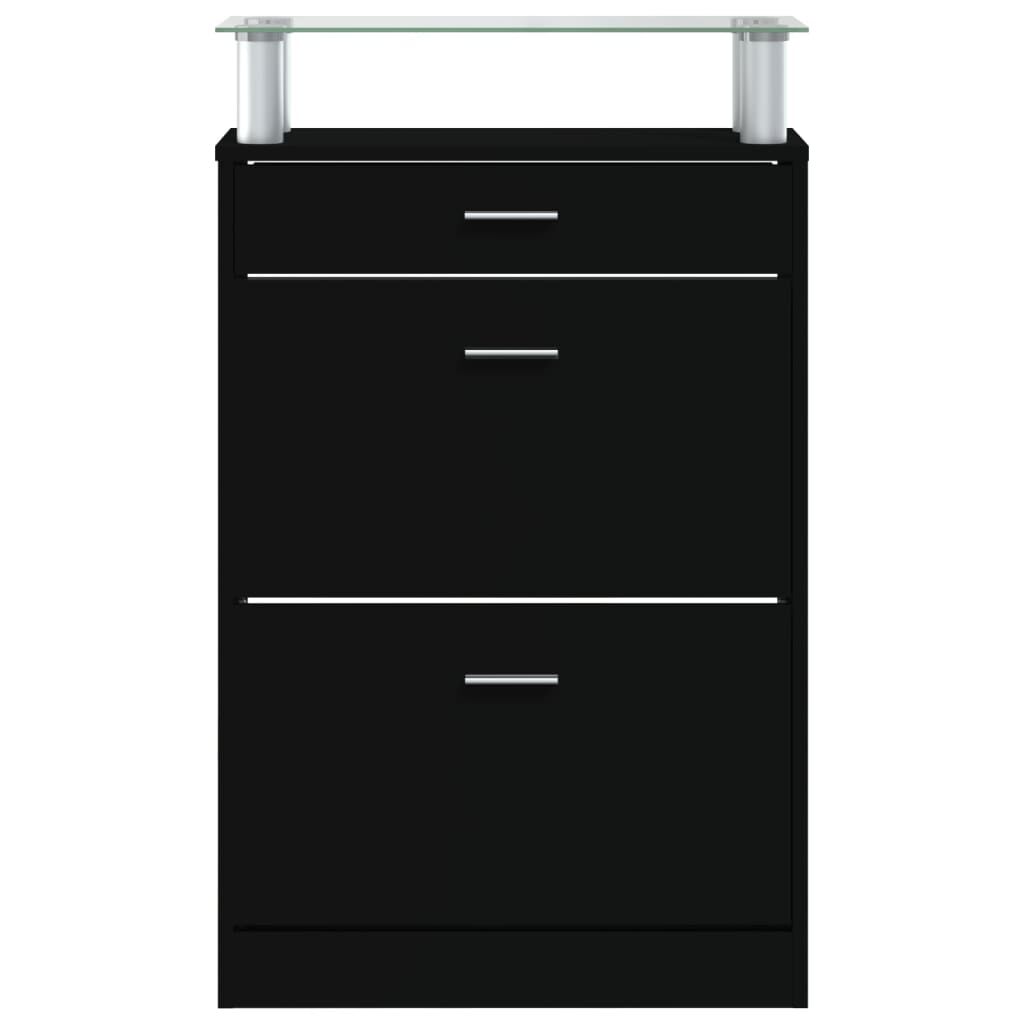 Pantofar, negru, 63x24x104 cm, lemn prelucrat