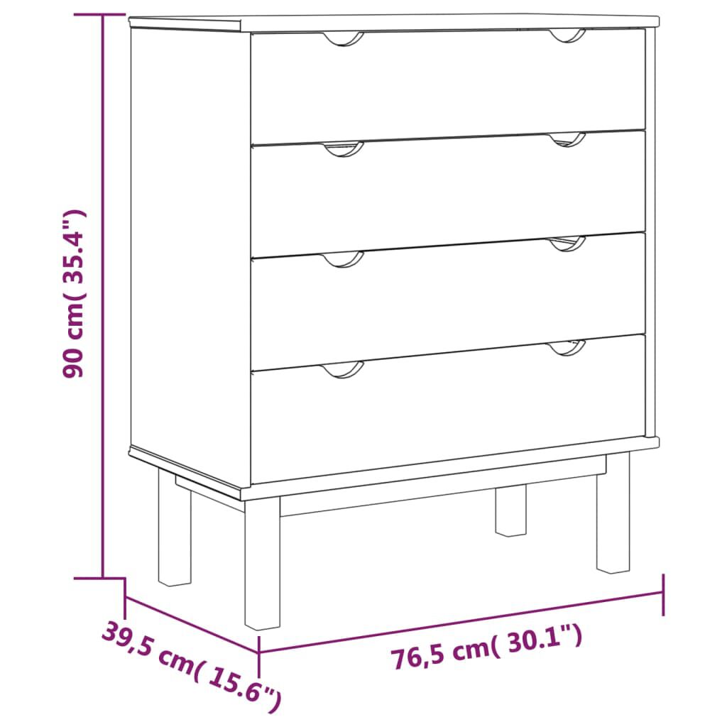 Dulap cu sertar "OTTA", 76,5x39,5x90 cm, lemn masiv de pin