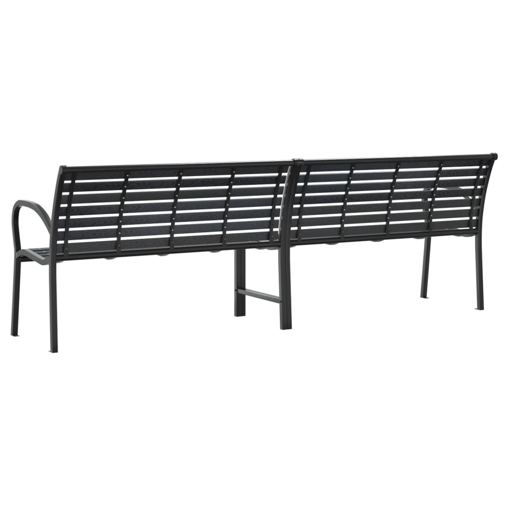Banca dubla de gradina , negru, 231 cm, otel si WPC