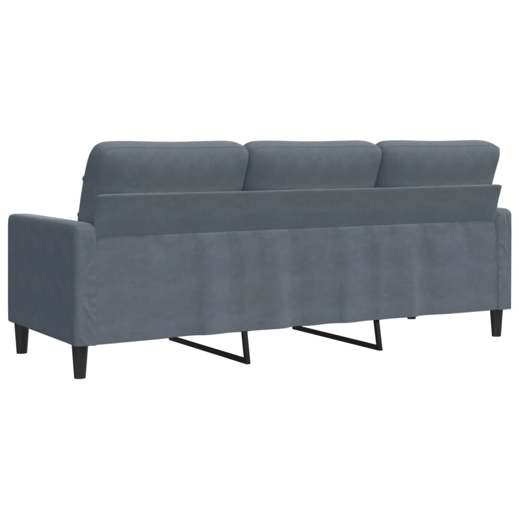 Canapea cu 3 locuri, gri închis, 180 cm, material catifea