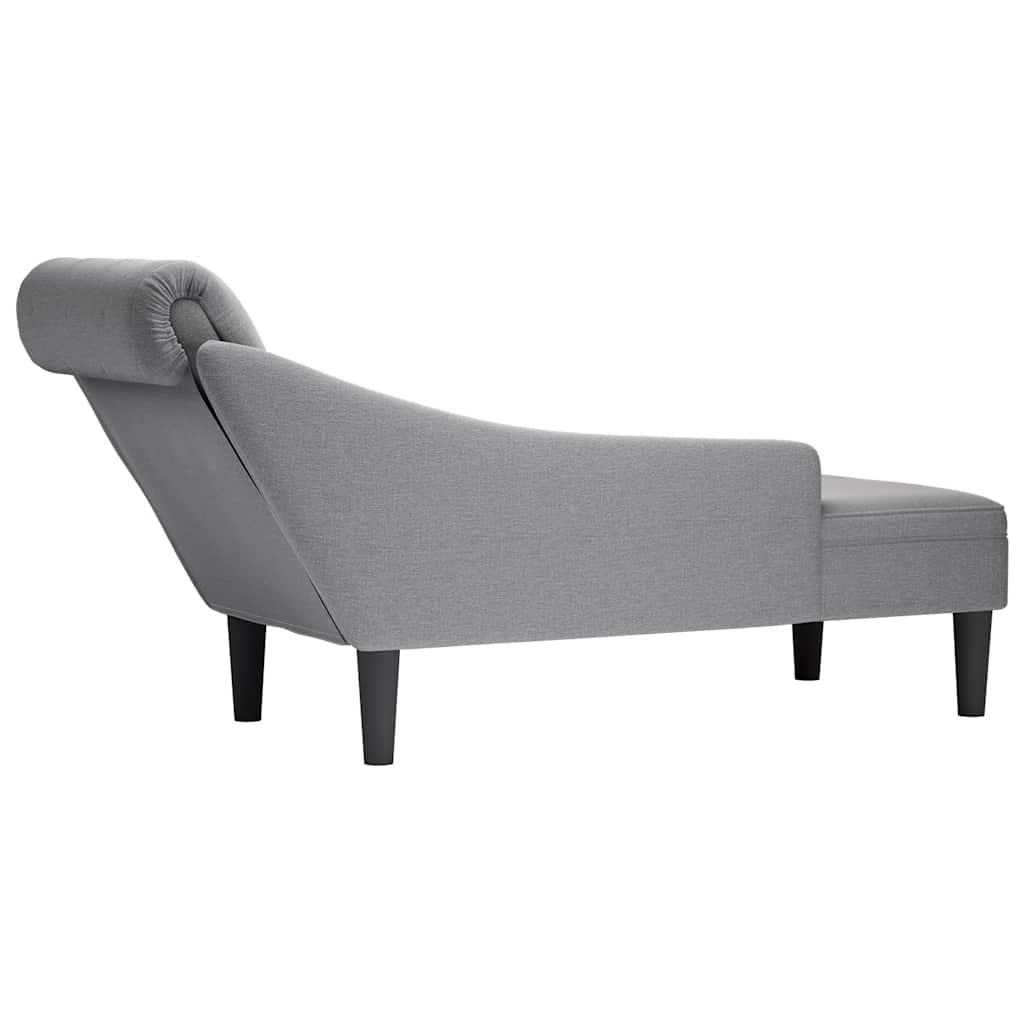 Șezlong cu pernă și cotieră dreaptă, gri deschis, textil