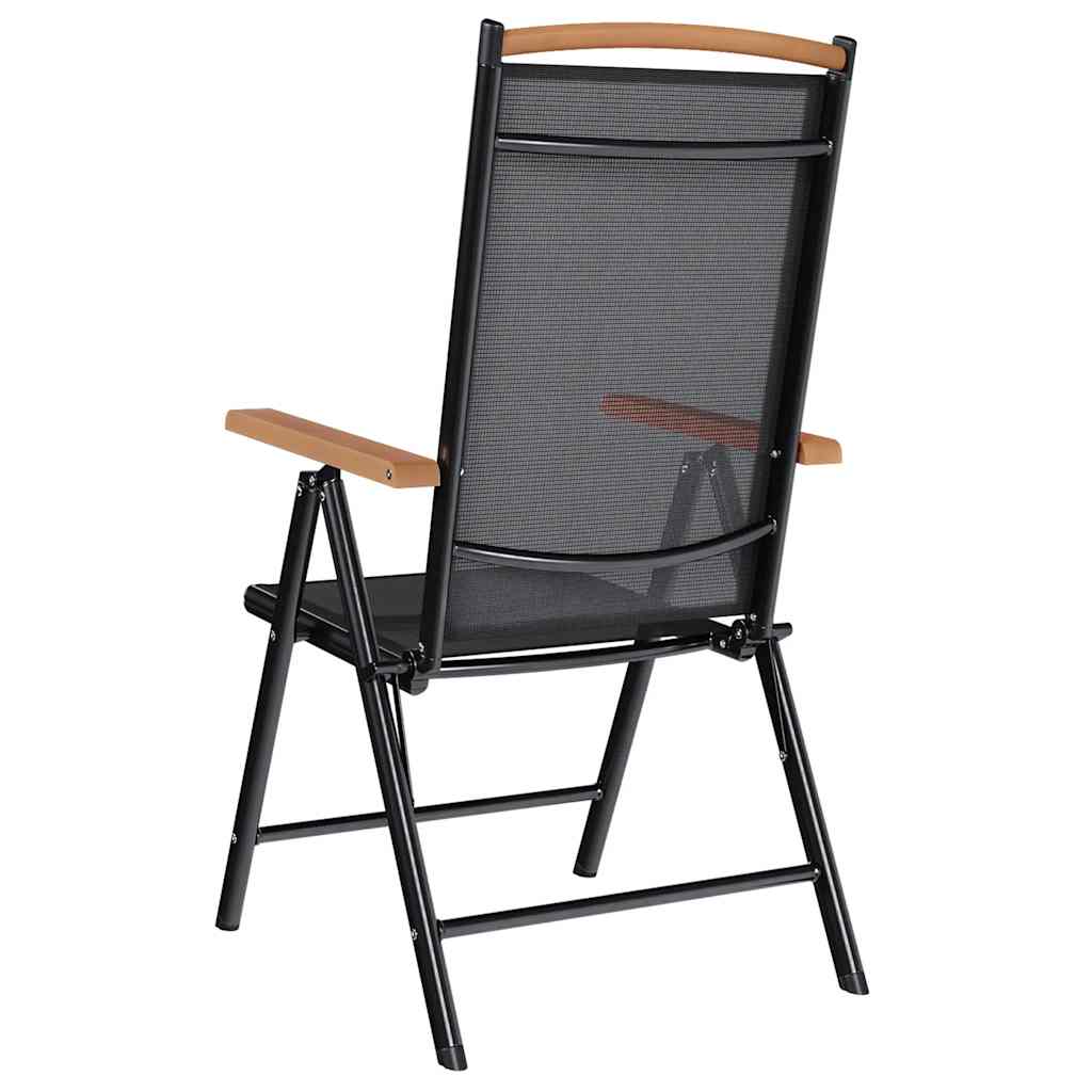 Scaune pliante de grădină, 4 buc., negru, aluminiu și textilenă