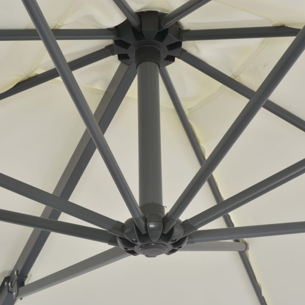Umbrelă în consolă cu stâlp din oțel, nisipiu, 250x250 cm