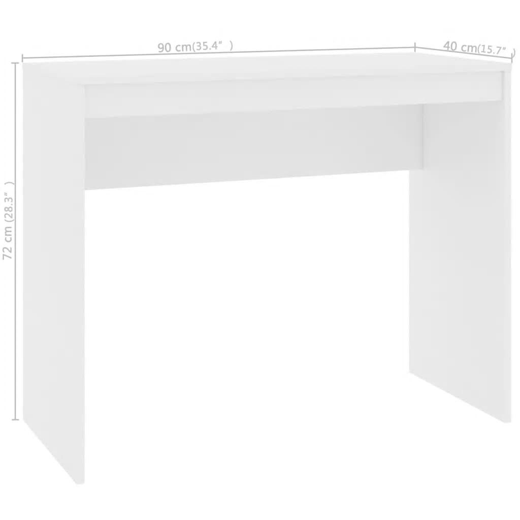 Birou, alb, 90x40x72 cm, lemn prelucrat
