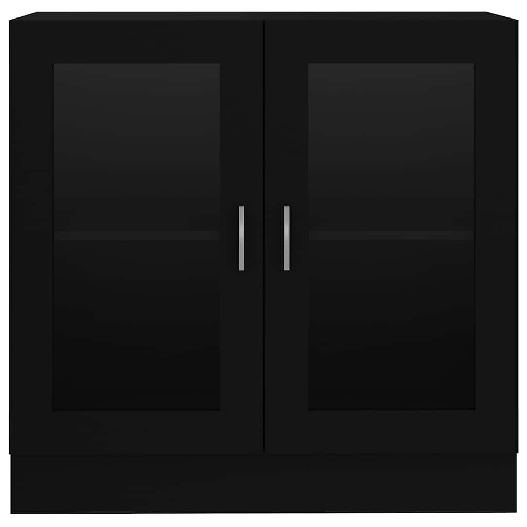 Dulap cu vitrină, negru, 82,5x30,5x115 cm, lemn prelucrat