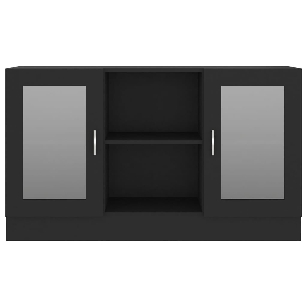 Dulap cu vitrină, negru, 120 x 30,5 x 70 cm, lemn prelucrat