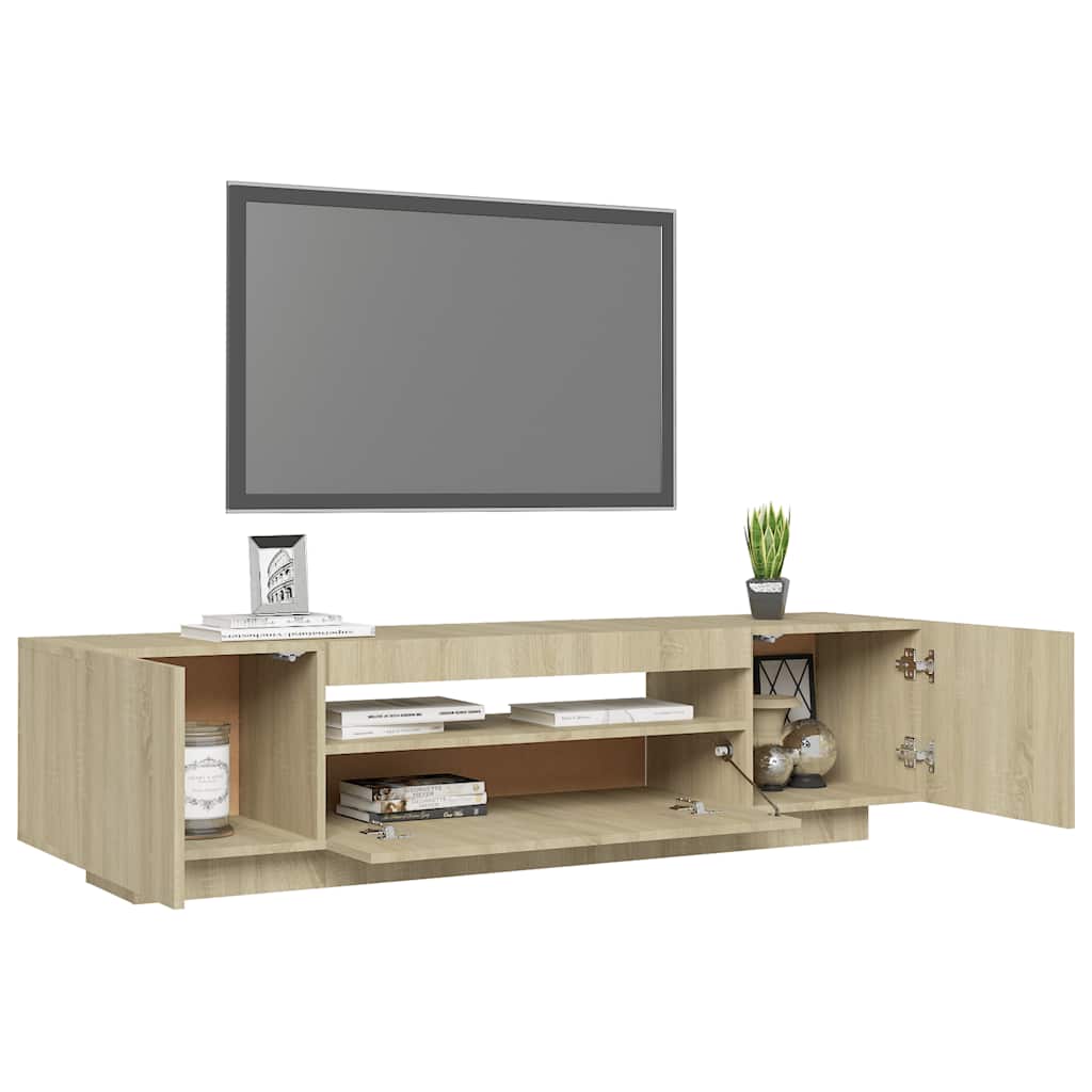 Comodă TV cu lumini LED, stejar sonoma, 160x35x40 cm