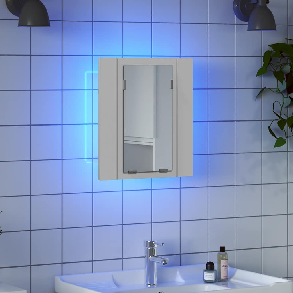Dulap de baie cu oglindă & LED, alb, 40x12x45 cm, acril