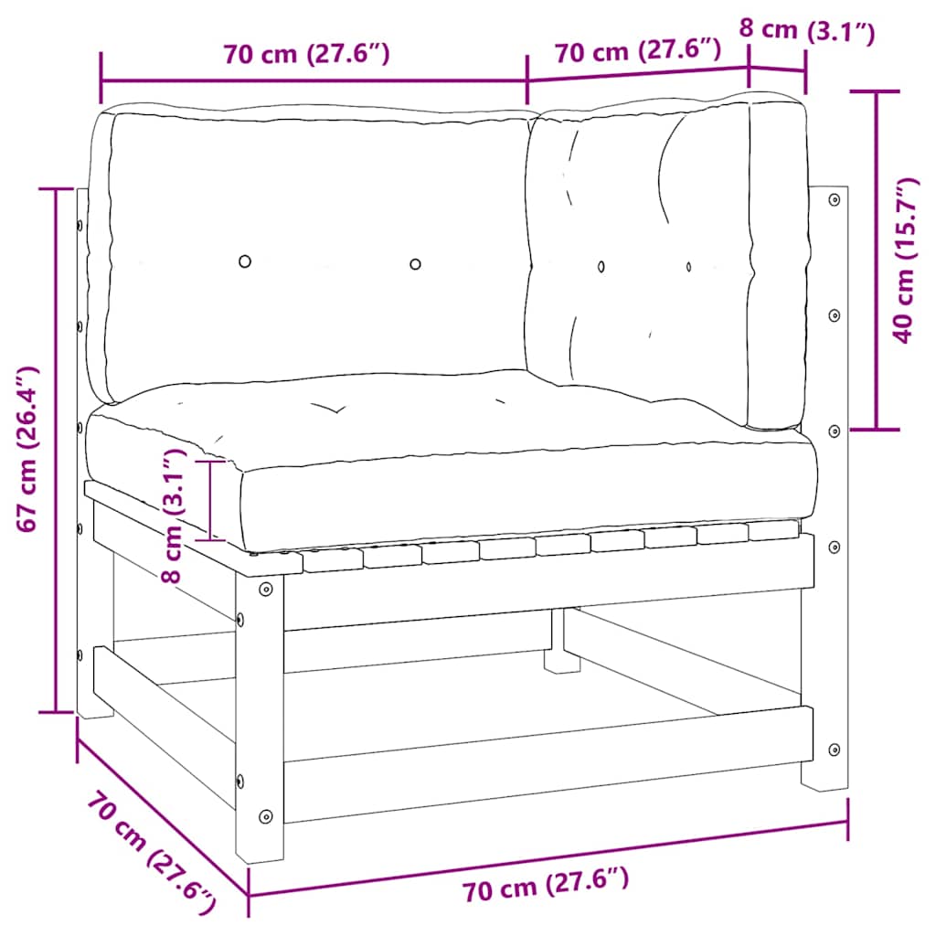 Set mobilier grădină cu perne 2 piese, maro miere lemn masiv pin