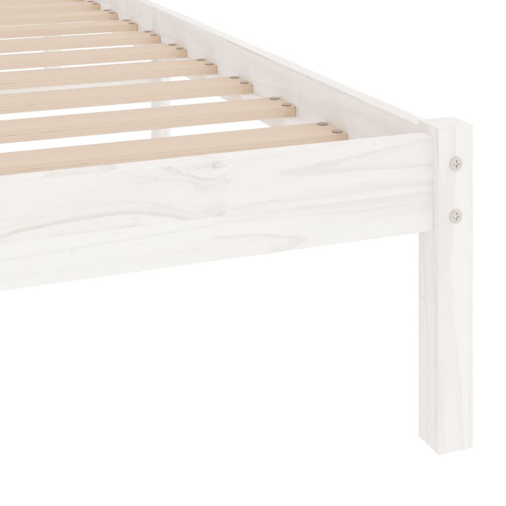 Cadru de pat single, alb, 90x190 cm, lemn masiv