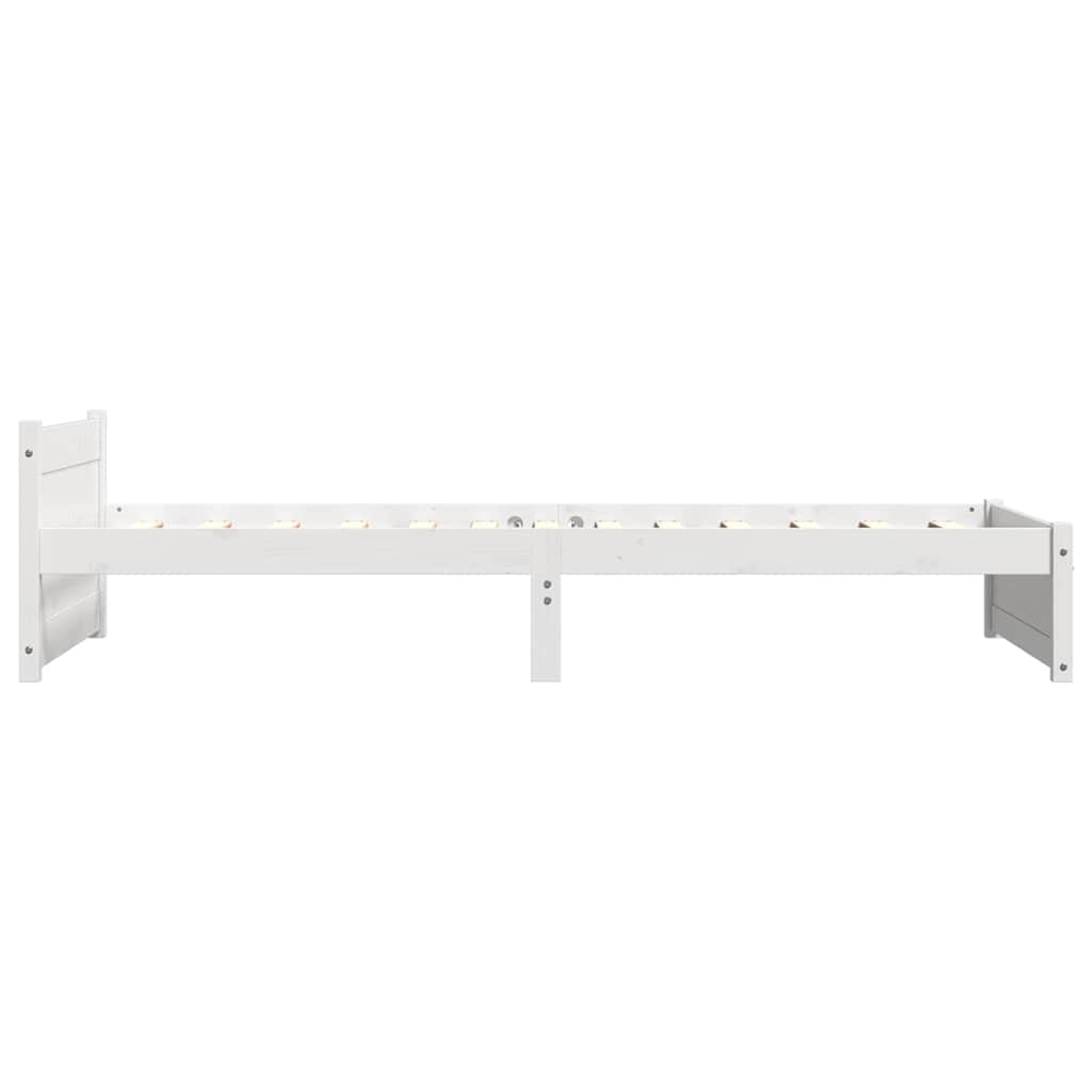 Cadru de pat mic single, 75x190 cm, lemn masiv pin alb