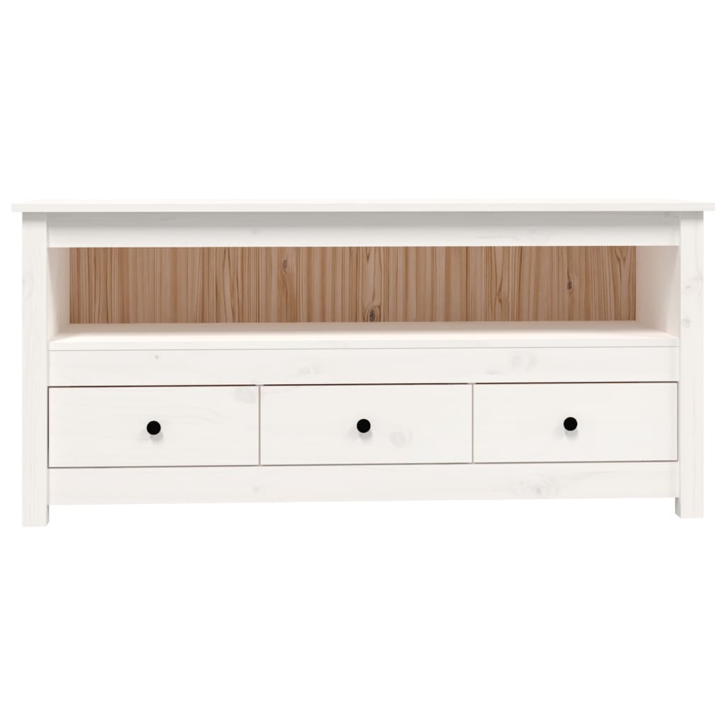 Comodă TV, alb, 114x35x52 cm, lemn masiv de pin