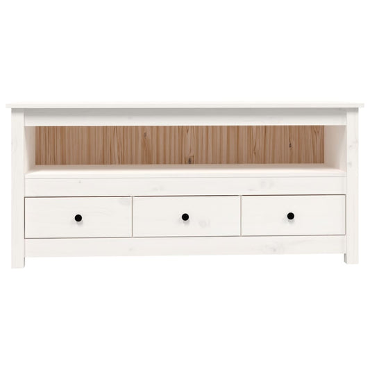 Comodă TV, alb, 114x35x52 cm, lemn masiv de pin