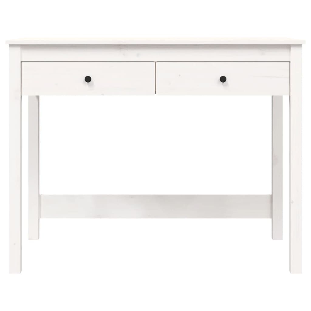 Birou cu sertare, alb, 100x50x78 cm, lemn masiv de pin