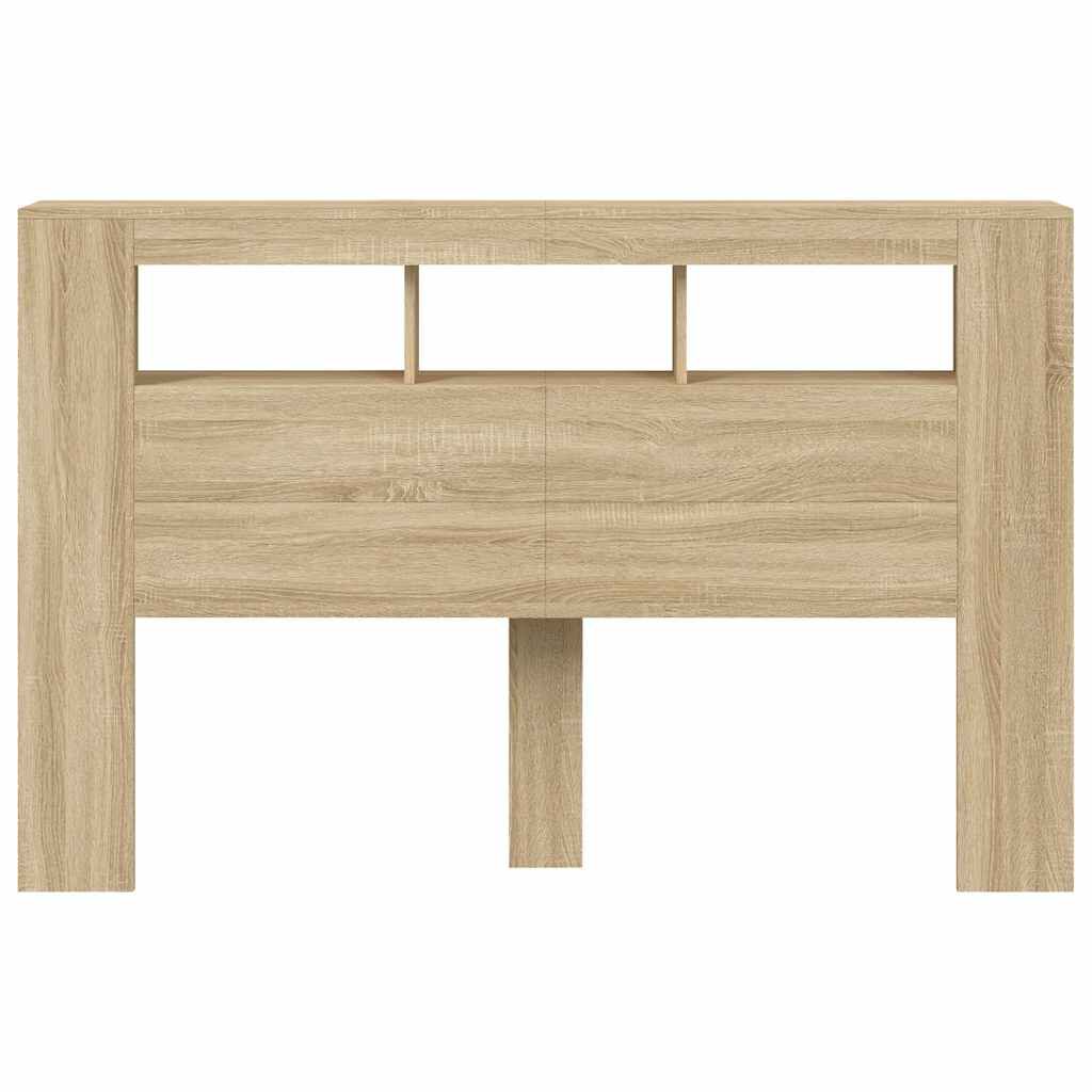Tăblie de pat cu LED, stejar sonoma, 160x18,5x103,5 cm, lemn
