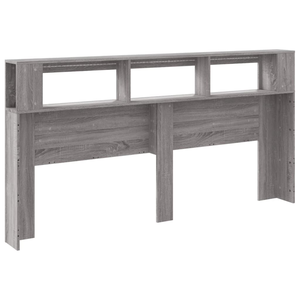 Tăblie de pat cu LED gri sonoma 200x18,5x103,5cm lemn prelucrat