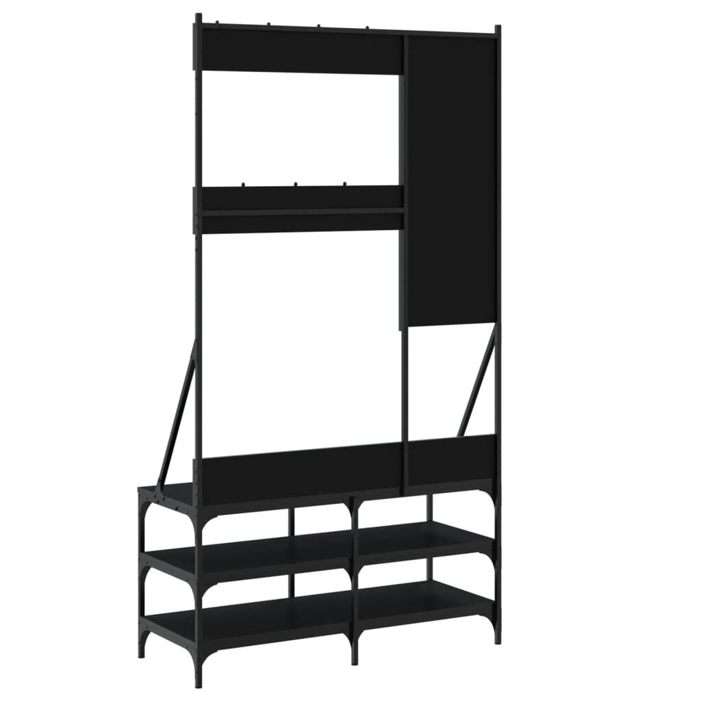 Suport de haine cu raft de pantofi, negru, 100x40x184 cm