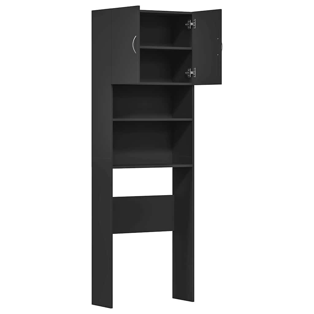 Dulap pentru mașină de spălat negru 64x24x190 cm lemn prelucrat