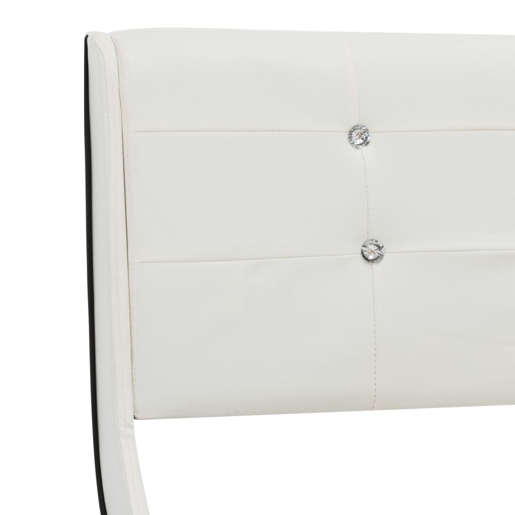Pat fara saltea, alb, 160x200 cm, piele ecologică