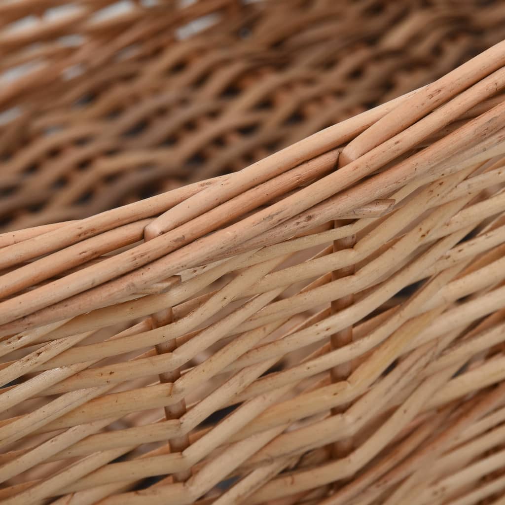 Coș lemne foc cu mânere de transport natural 88x57x34 cm salcie
