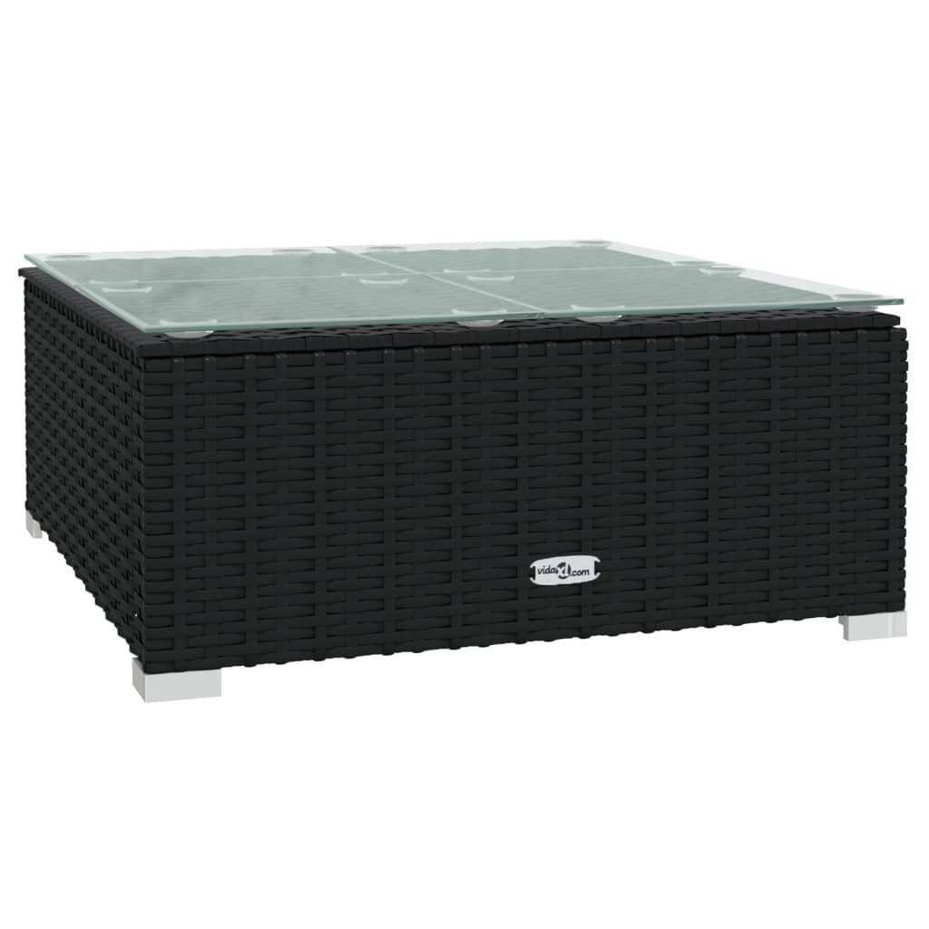Set mobilier de grădină cu perne, 5 piese, negru, poliratan