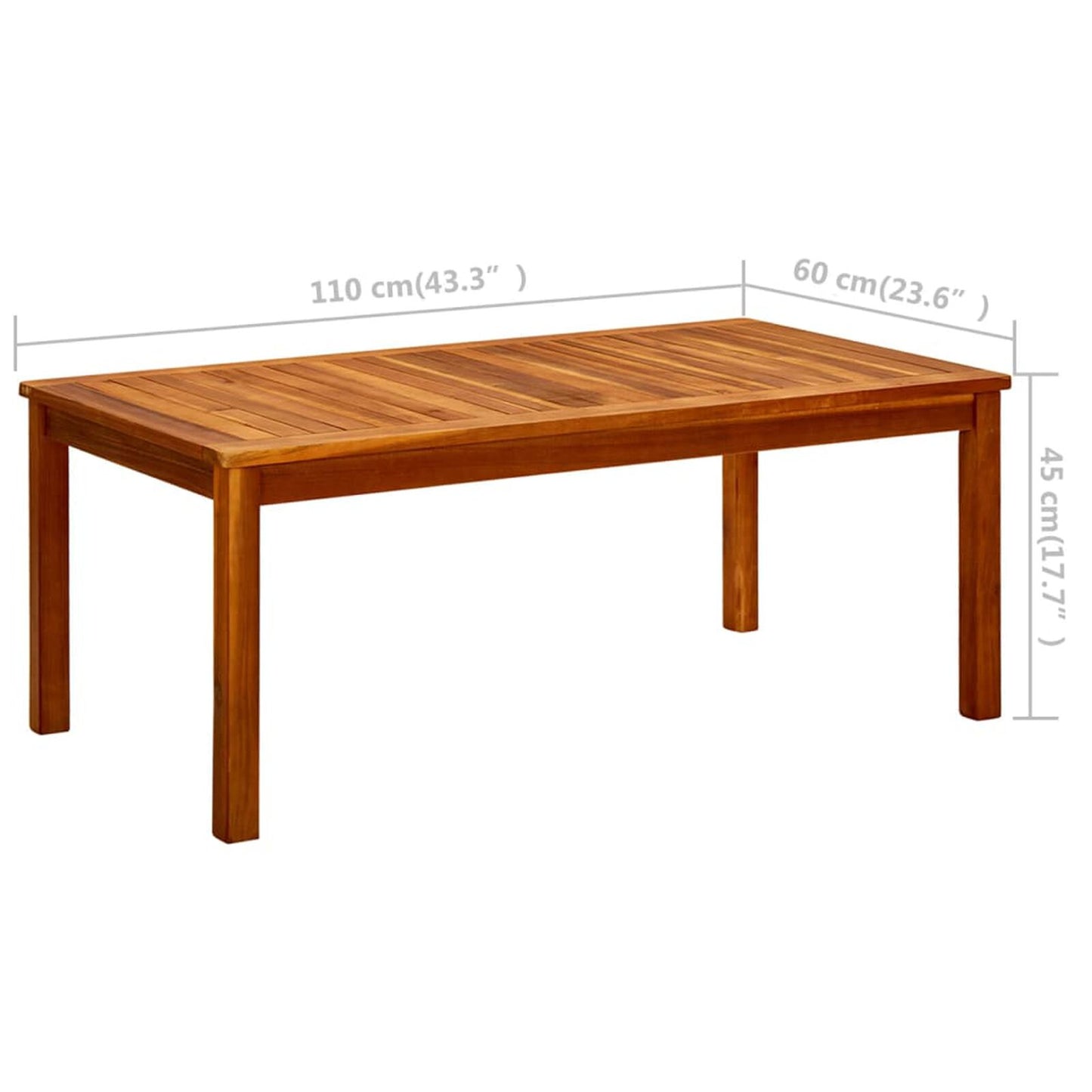 Măsuță de cafea de grădină 110x60x45 cm lemn masiv acacia