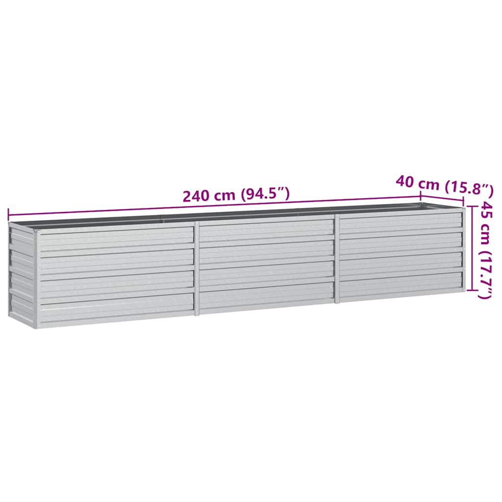 Strat înălțat de grădină argintiu 240x40x45 cm oțel galvanizat