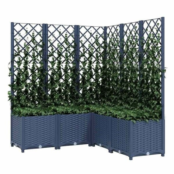 Jardinieră de grădină cu spalier,albastru gri, 120x120x136 cm, PP